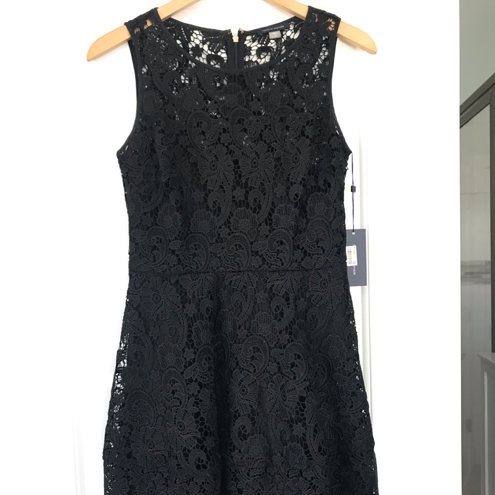 Tommy Hilfiger Black lace cocktail dress.